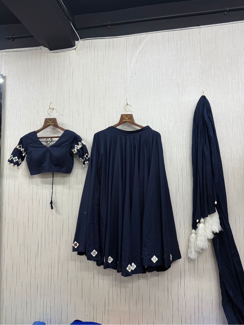 Designer Navy Blue Mirror Work Lehenga with Dupatta ✨💙